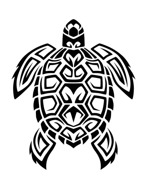Meeresschildkröte Maori Tattoostil Schwarz Weiße Skizze Oder Logo — Stockvektor