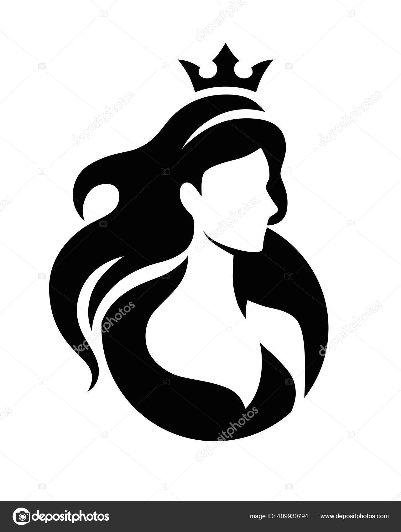 Logo Princess Beauty Queen Women Crown Silhouette Emblem Girl Face Stock Vector Image By C Marinastorm5554 409930794