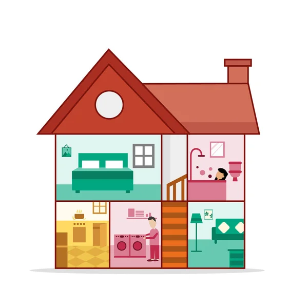 Haus Illustration Mit Räumen — Stockvektor