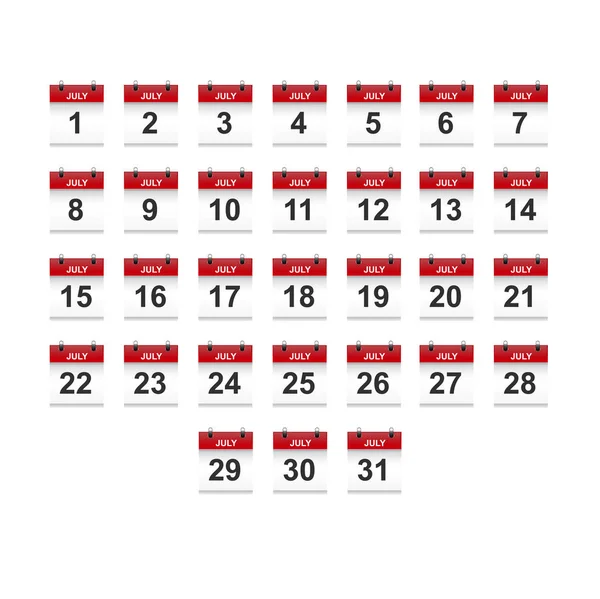 July Calendar Illustration Vector Art — Stock Vector