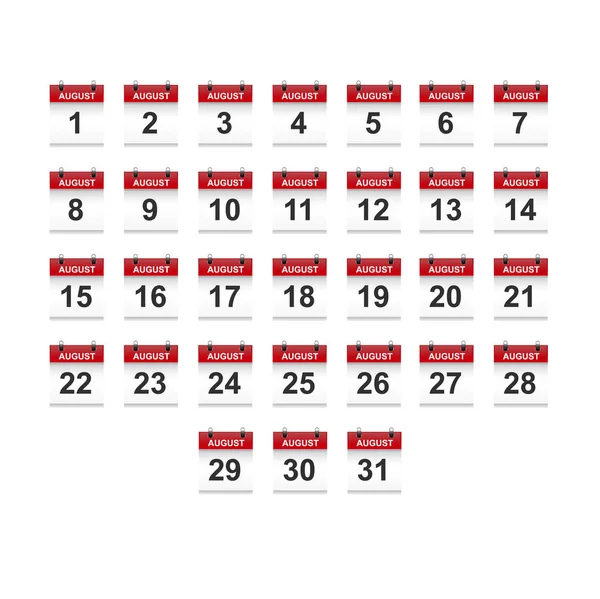 Août Calendrier Illustration Vectoriel Art — Image vectorielle