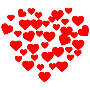 Elle çizilmiş kalpler. Tasarım için Kırmızı kalp Valentine aşk.