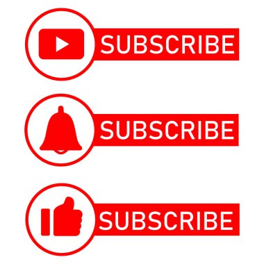 Social media notification icons. Flat design.Subscribe button, message bell icon, like icon button. clipart