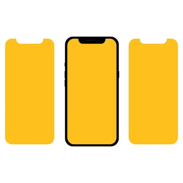 Diferentes diseños, pantallas amarillas e iconos para móviles — Vector de stock