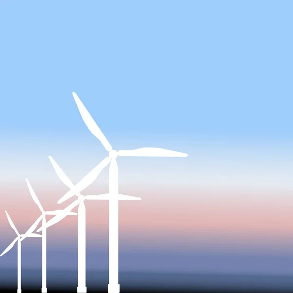 풍력 에너지, 터빈의 실루엣, 하늘 및 텍스트 공간 — 스톡 벡터