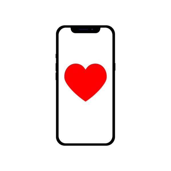 Teléfono con corazón icono para diferentes propósitos, ilustración infográfica de diseño plano — Vector de stock