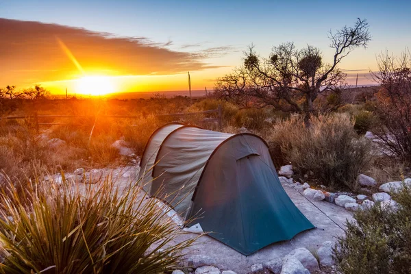 Východ Slunce Noci Táboření Národním Parku Guadalupe Mountains Texasu — Stock fotografie