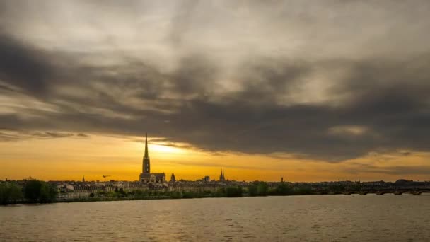 Timelapse Coucher Soleil Basilique Michel Bordeaux — Stockvideo