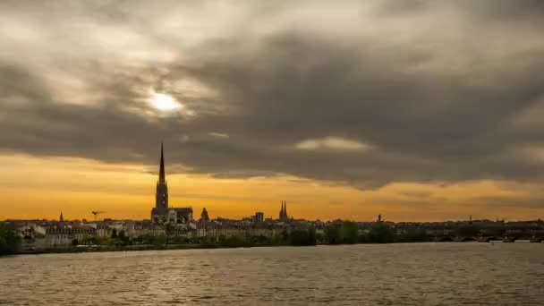 Timelapse Coucher Soleil Basilique Michel Bordeaux — Stockvideo