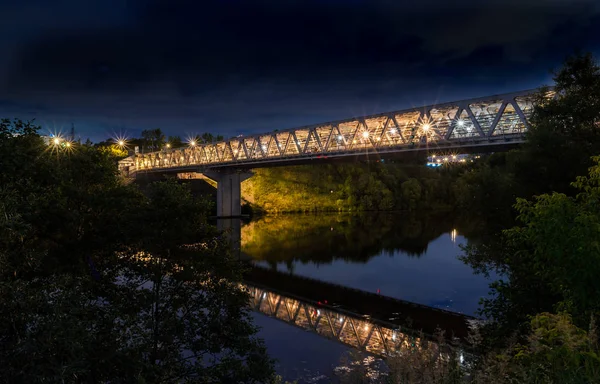 Région Moscou Juillet 2018 Bonne Nuit Myakininsky Pont Métro Travers — Photo