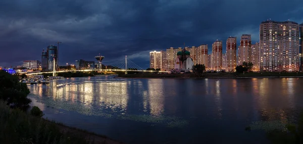Московская Область Июля 2018 Года Панорама Огни Ночного Города Набережная — стоковое фото