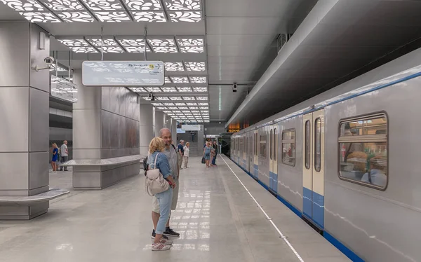 Moscú Agosto 2018 Estación Metro Novoperedelkino Línea Kalininsko Solntsevskaya Del —  Fotos de Stock