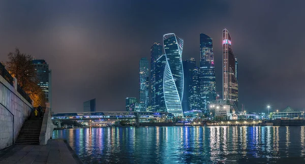 Москва Октября 2018 Года Ночь Панорамный Вид Московский Международный Бизнес — стоковое фото