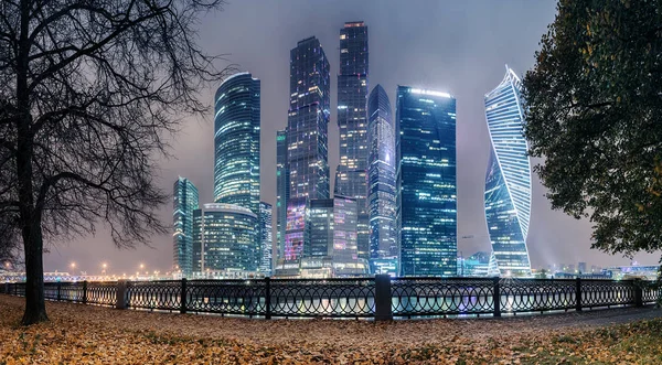 Moscow October 2018 Night Autumn Cityscape Panorama View International Business — Stock Photo, Image