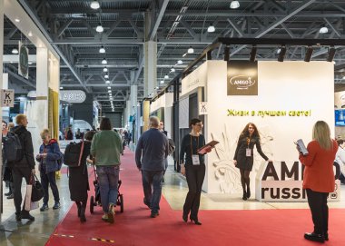 Moscow, April 2, 2019. Exhibition Complex Crocus Expo. Pavilion  3. People came to the 
