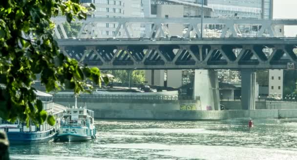 Vista Panorámica Del Puente Barcos Moscú Rusia — Vídeo de stock