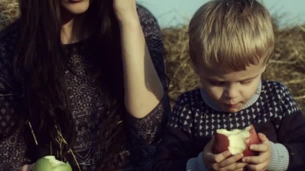 Mãe Filho Passar Tempo Juntos Campo — Vídeo de Stock