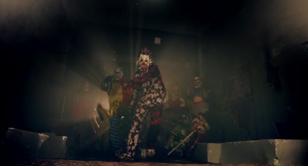 Clowns Dansen Enge Clown Halloween Party Concept — Stockvideo