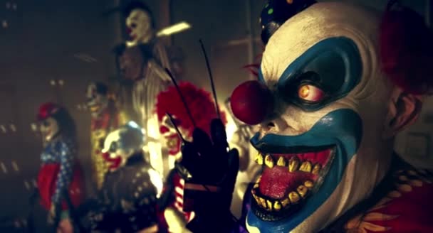 Clown Spaventosi Posa Insieme Concetto Festa Halloween — Video Stock