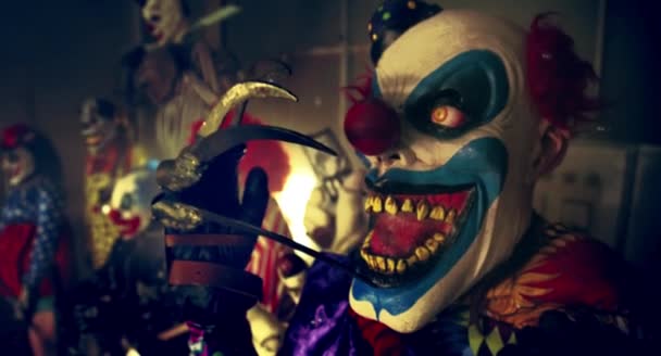 Clown Spaventosi Posa Insieme Concetto Festa Halloween — Video Stock