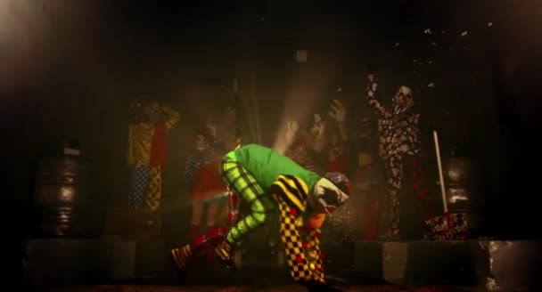 Clown Dancing Scary Clowns Halloween Party Concept — Stock Video