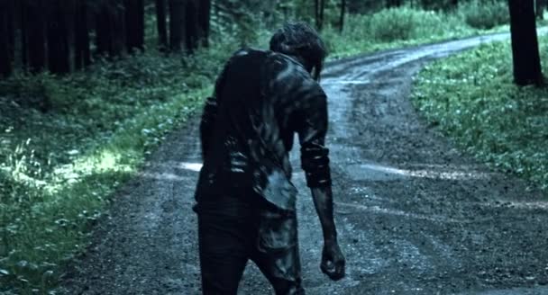 Scary Zombie Ember Sétált Szabadban — Stock videók
