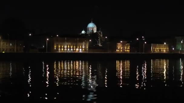 Schilderachtig Uitzicht Rivier Neva Bij Nacht Sint Petersburg Rusland — Stockvideo