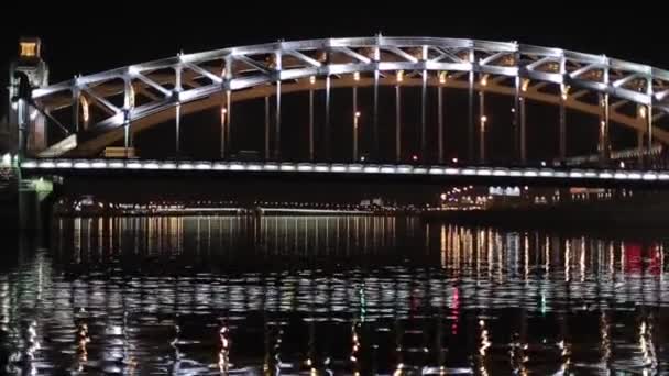 Schilderachtig Uitzicht Rivier Neva Bij Nacht Sint Petersburg Rusland — Stockvideo