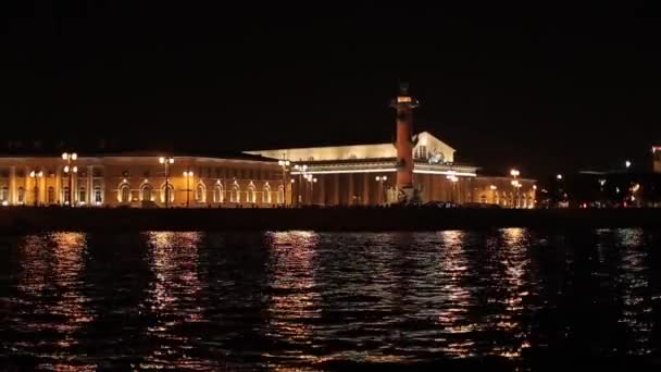 Vista Panorámica Del Río Neva Por Noche San Petersburgo Rusia — Vídeo de stock