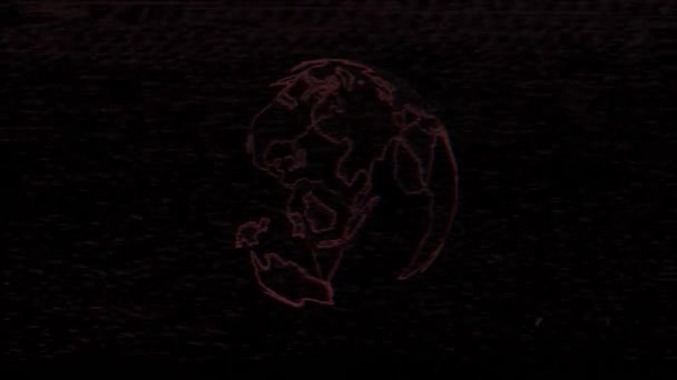 Цифрова Абстрактна Планета Земля Темному Фоні — стокове відео