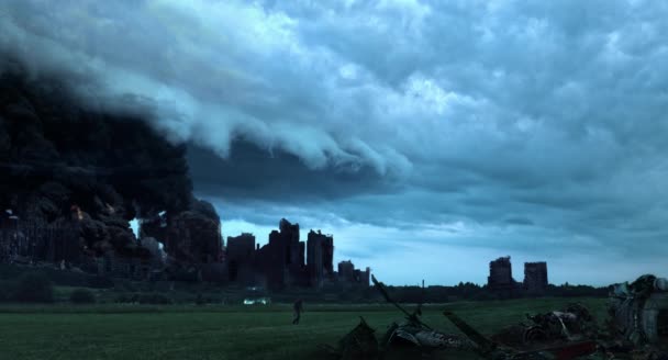 Przerażające Zombie Man Walking Świeżym Powietrzu — Wideo stockowe