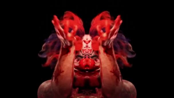 Жахлива Сюрреалістична Концепція Страшними Клоунами Темному Фоні — стокове відео