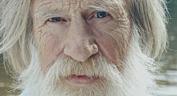 Closeup Portrait Old European Man Beard — Stock Photo, Image