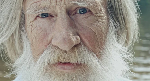 Closeup Portrait Old European Man Beard — Stock Photo, Image