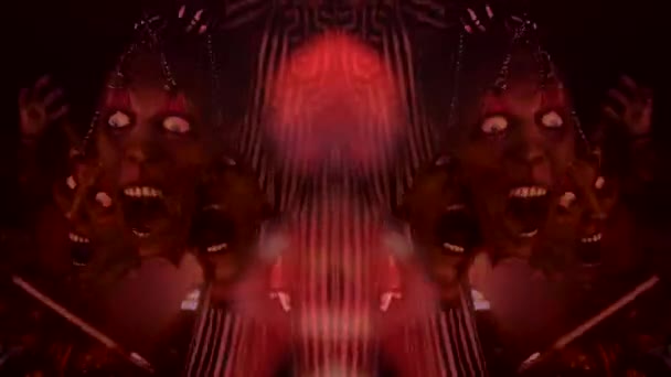 Страшное Сюрреалистическое Видео Концепция Танцоры Помпонами — стоковое видео