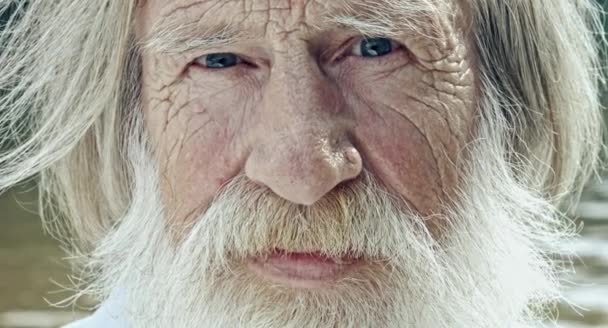 Closeup Portrait Old European Man Beard — Stock Video