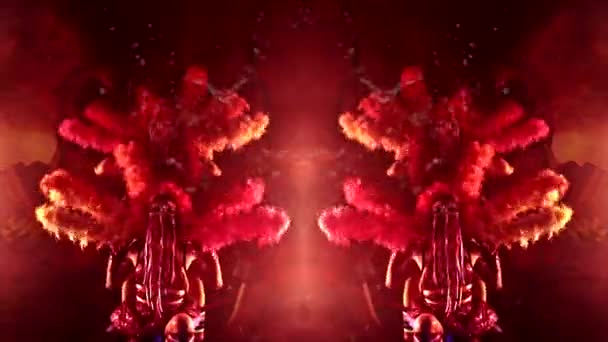 Skrämmande Surrealistiska Video Koncept Can Kan Dansare Med Pom Poms — Stockvideo