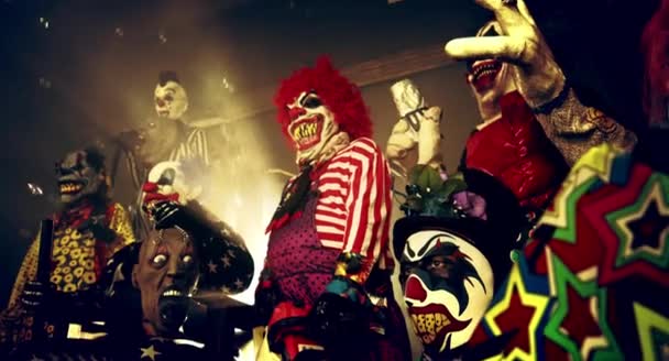 Clown Spaventosi Posa Insieme Concetto Festa Halloween — Video Stock