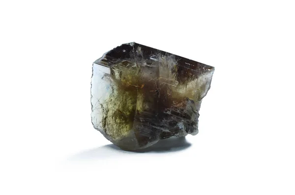 Vícebarevná barva ferroaxinite Crystal, izolovaná na bílém pozadí — Stock fotografie