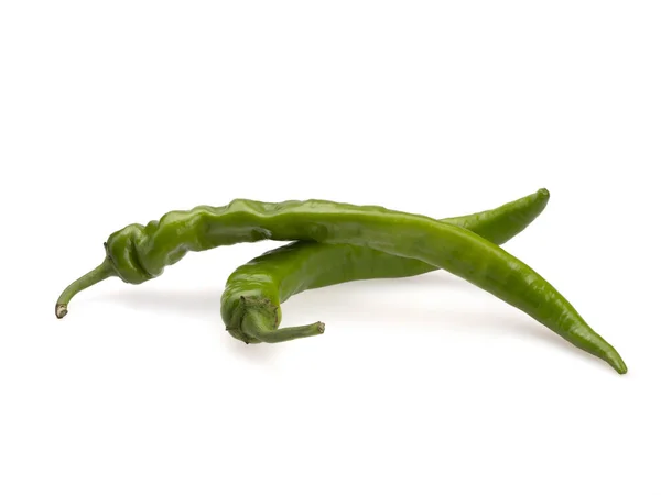 Zijn Twee Groene Bitter Paprika Een Aan Andere Kant Een — Stockfoto