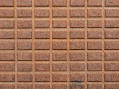 Doku. Oluklu metal yüzey. Eski sobay. Pas, korozyon.