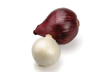 Beyaz ve mor soğan. Beyaz ve mor kabukları ile Soğan. 