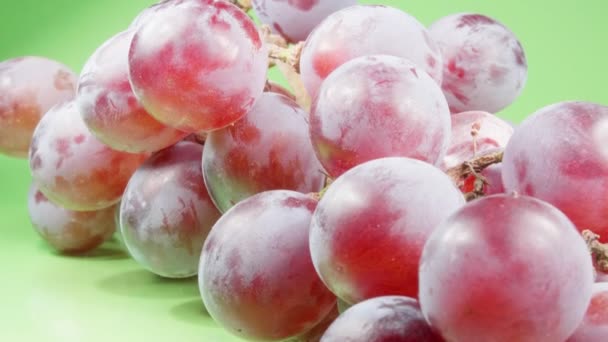 Uvas escuras em um fundo verde close-up. Bagas maduras. Macro. — Vídeo de Stock