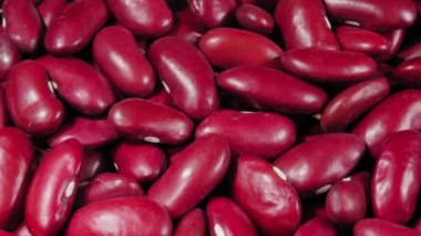 Renkli fasulye kolyesi, yakından bak. Makro. 4K video. Organik baklagiller.