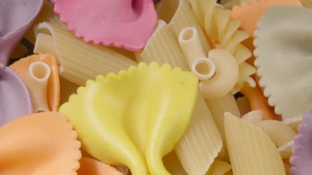 Close-up pasta. Assorted pasta. Pre-finished for cooking. — Stock Video