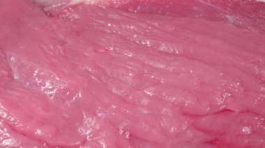 Sığır filetosu 4K videoyu kapat. Süper makro.