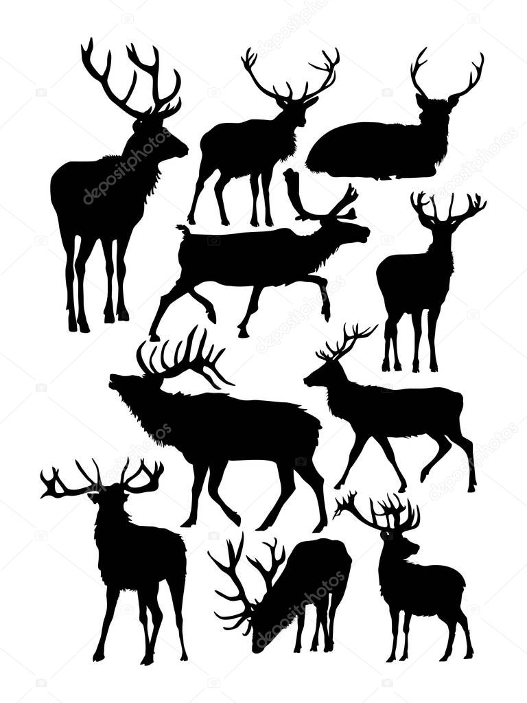 large selection of vector silhouettes of deer