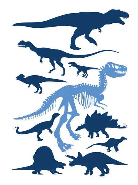 Set Dinosaurier Silhouette Vektor Illustration — Stockvektor