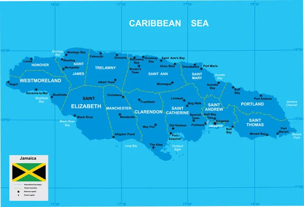 Mapa vetorial de Jamaica — Vetor de Stock