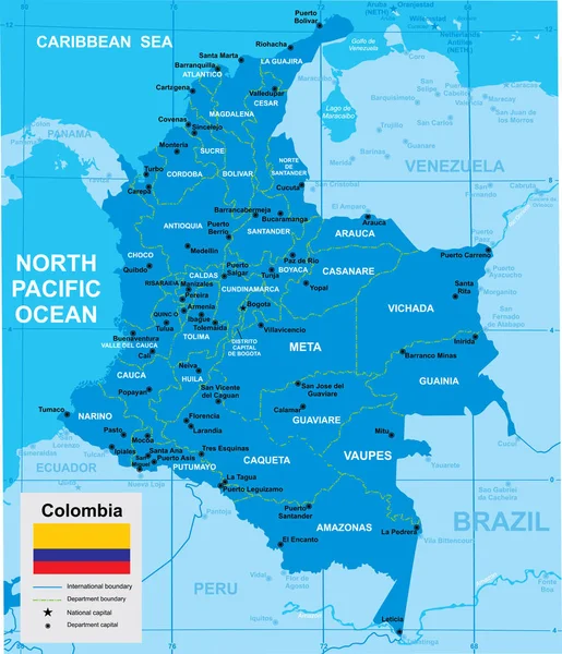 コロンビアのベクトルマップ — ストックベクタ